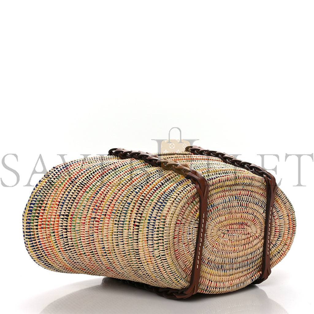 PRADA PAGLIA VITELLO WOVEN BRAIDED BASKET TOTE MULTICOLOR COGNAC 1BG312_2DIF_F00J7_V_IOM (25*25*14cm) PRADA PAGLIA VITELLO WOVEN BRAIDED BASKET TOTE MULTICOLOR COGNAC 1BG312_2DIF_F00J7_V_IOM (25*25*14cm)